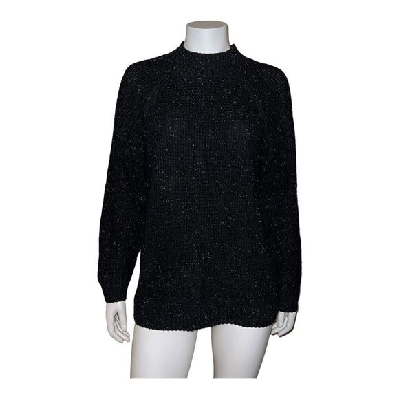 CJ Banks Black Flecked Mock Neck Knit Sweater Plus Size X 14W NWT - Picture 1 of 8